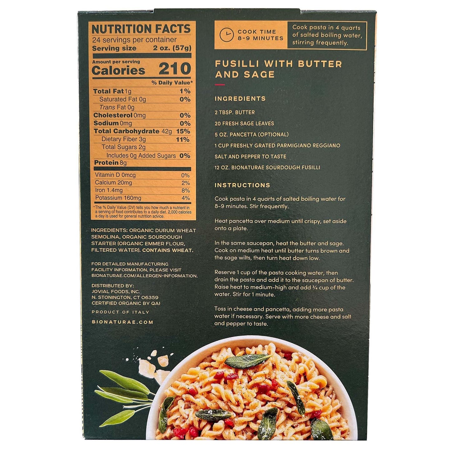 Bionaturae Organic Sourdough Penne Rigate & Fusilli Pasta Noodles - Italian Spiral Pasta, Dried Pasta Penne, Curly Corkscrew Pas