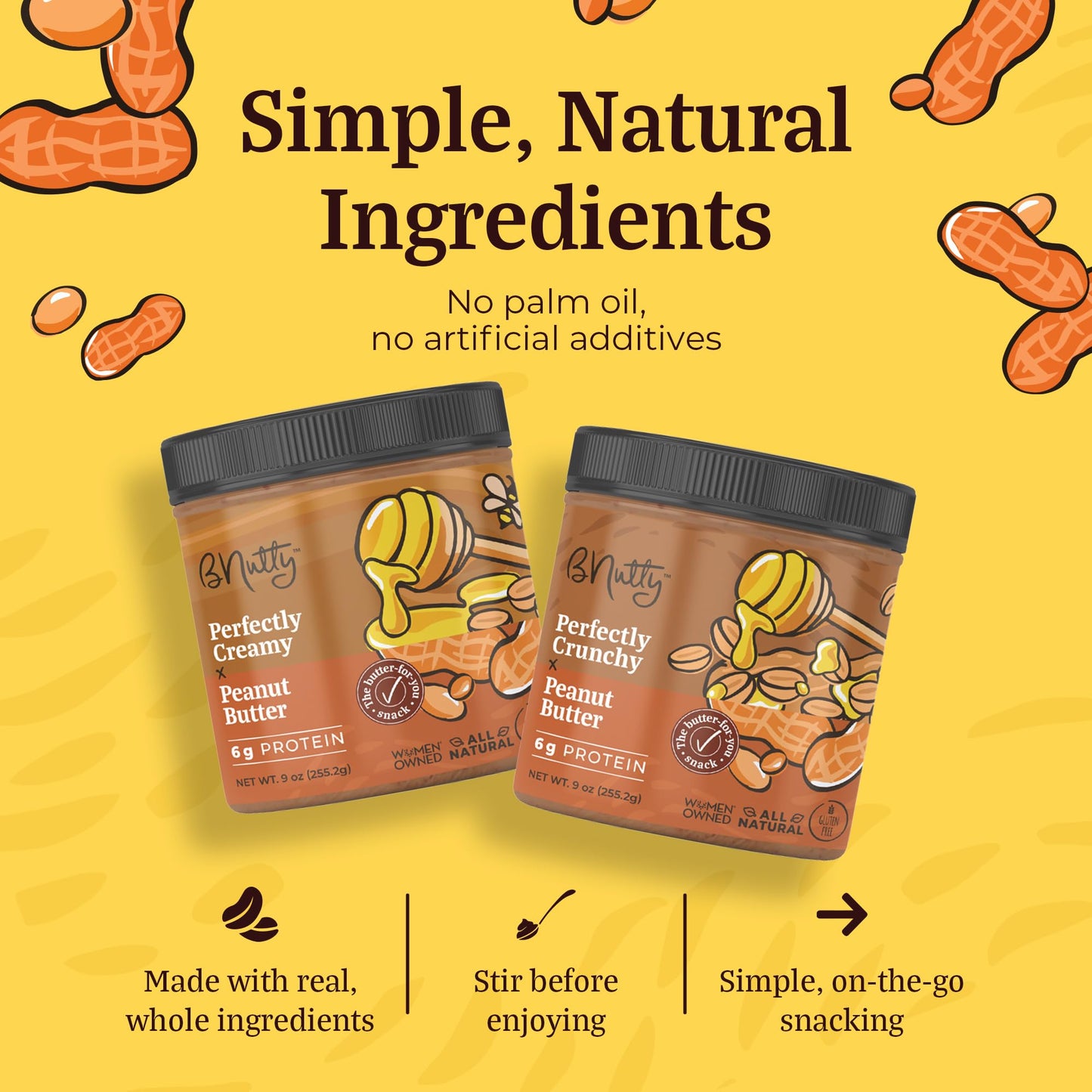 Bnutty Sweet & Salty Peanut Butter | Simply Salted Caramel, Irresistible Pretzel, Perfectly Crunchy & Creamy | Natural, Gluten-F