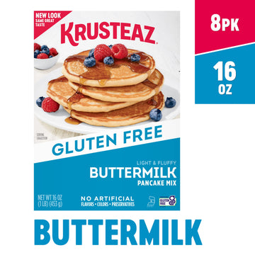 Krusteaz Gluten Free Buttermilk Pancake Mix, Light & Fluffy, 16 Oz Boxes (Pack Of 8)