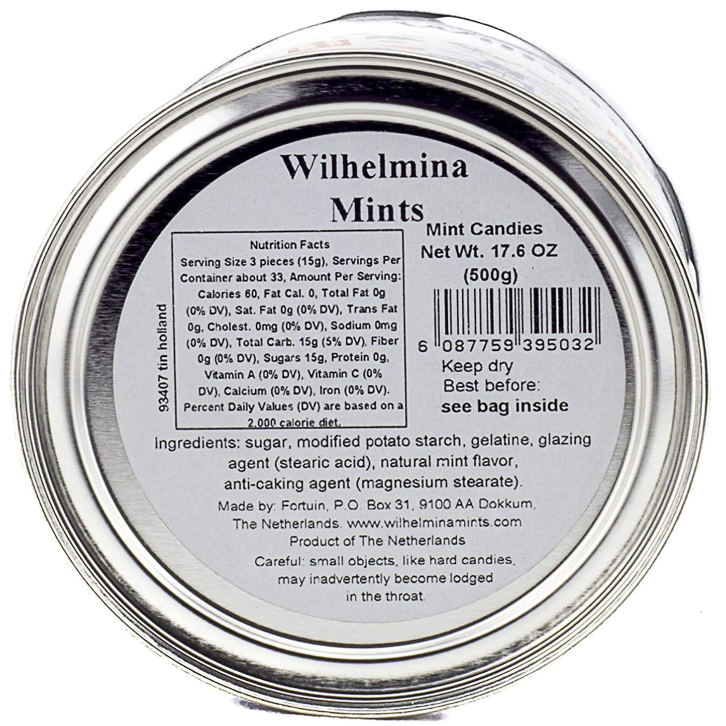 Wilhelmina Peppermints - 17.6Oz Holland Design Tin