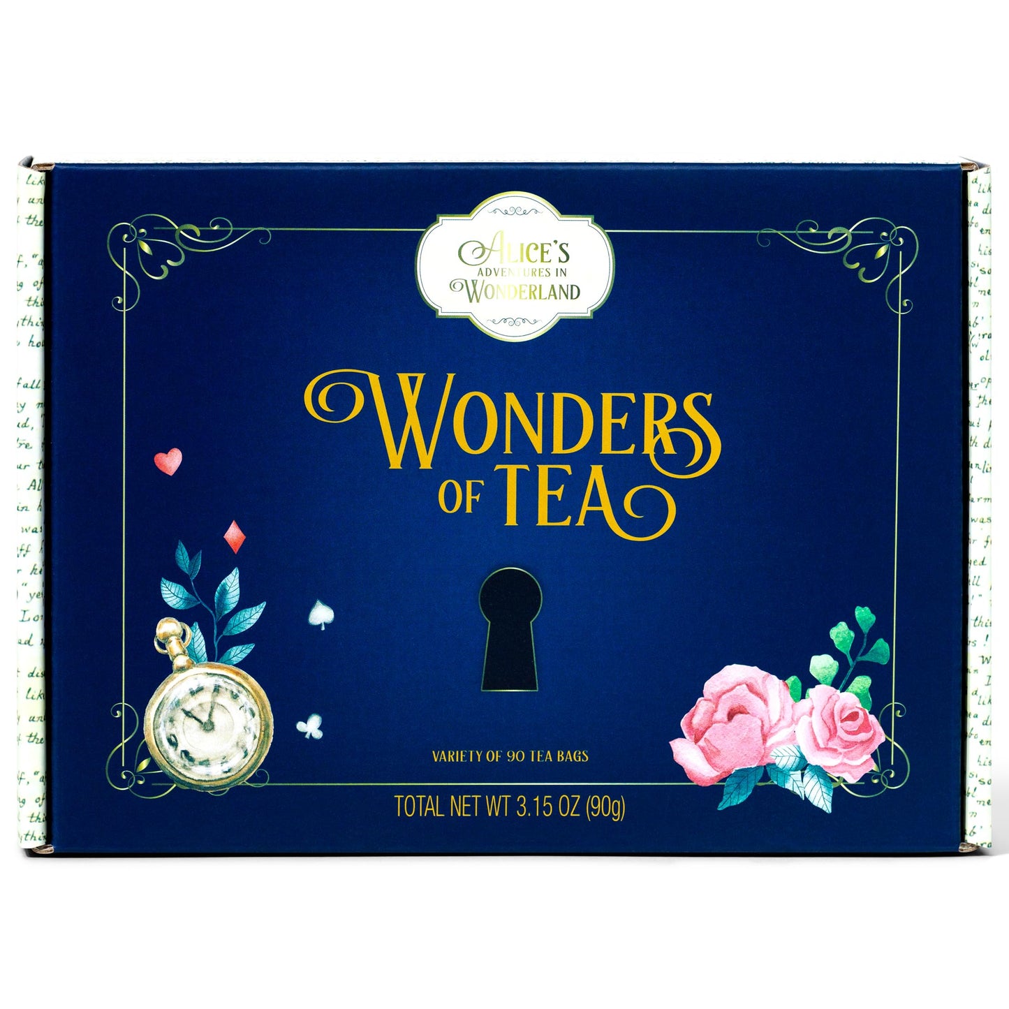 Alices Adventures in Wonderland  Wonder of Tea Gift Set  Tea Sampler includes 6 Flavors of Tea with Book Quotes and Illustrations  Set of 90