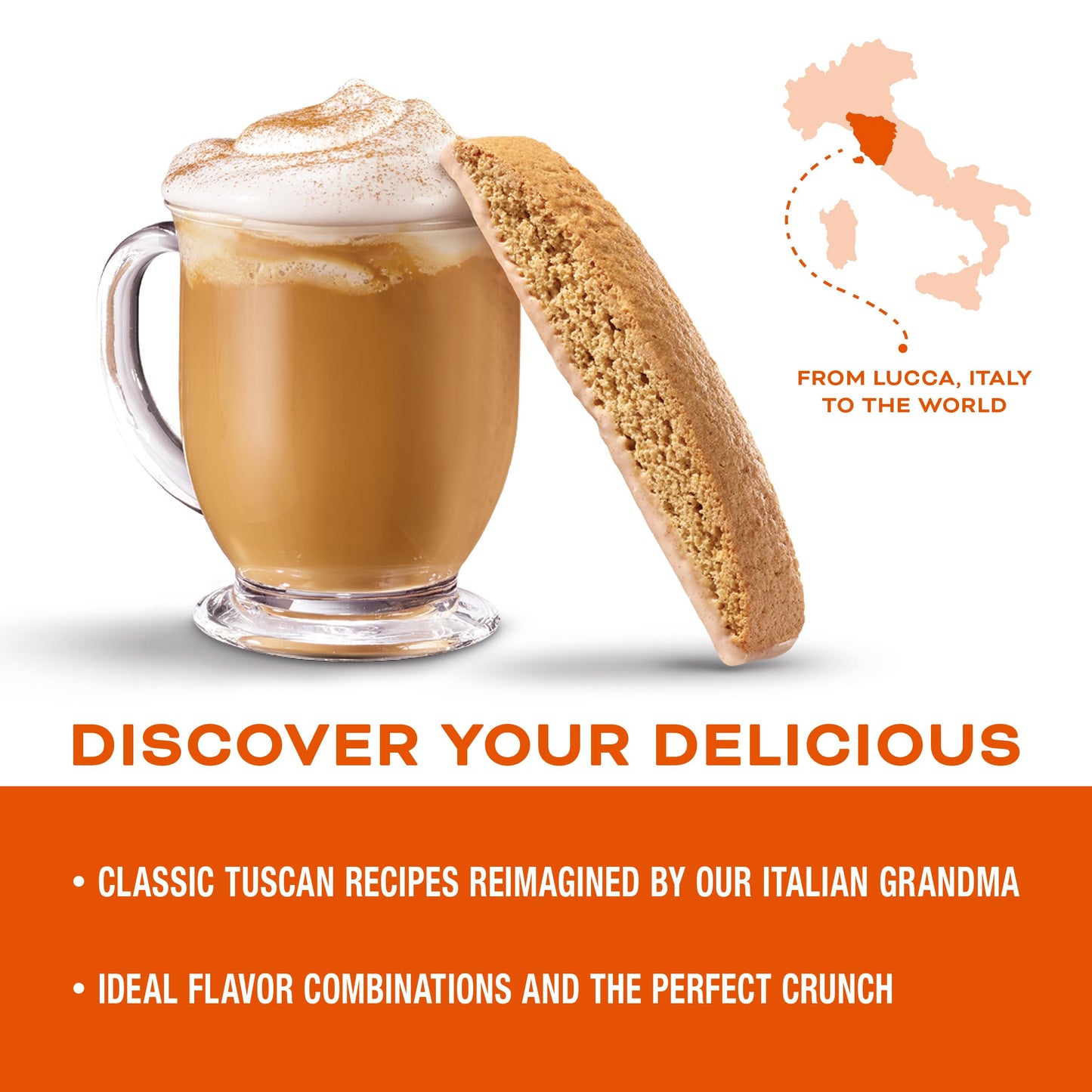 Nonnis Pumpkin Spice Biscotti - Pumpkin Cookies - Pumpkin Biscotti w/Blend of Spices & Dipped in Cinnamon Icing - Individually