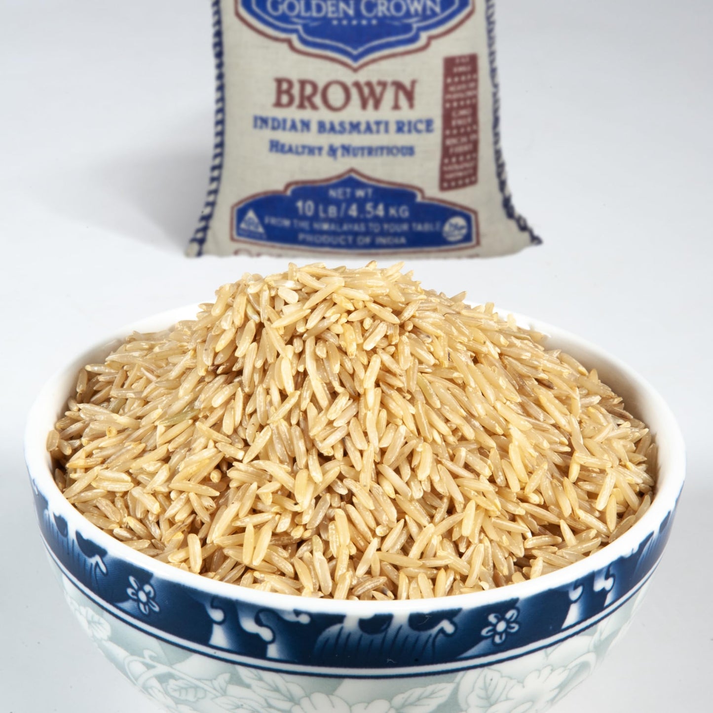 Golden Crown Brown Basmati Rice - Naturally Aged, Non-GMO, 160 oz (10LB) - Flavorful Whole Grains
