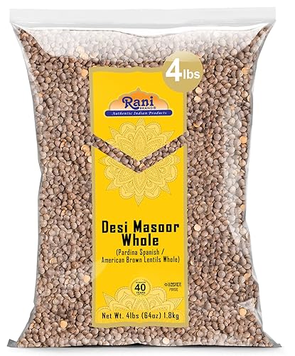 Rani Desi Masoor (Masur) Whole 64Oz (4Lbs) 1.81Kg (Aka. Pardina Spanish / American Brown Lentils Whole) Bulk ~ All Natural | Veg