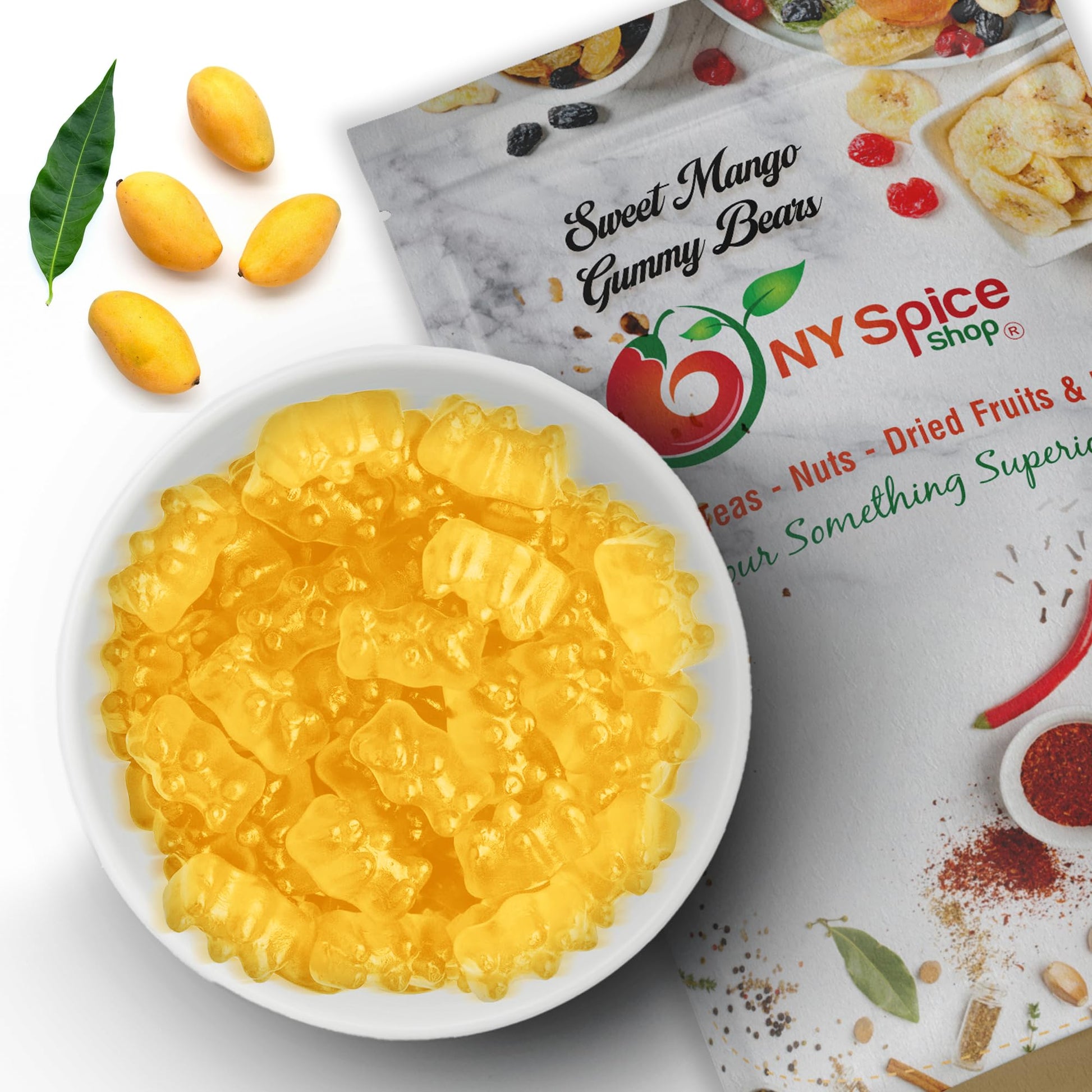 Ny Spice Shop Sweet Mango Gummy Bears Bulk - 8 Ounce Gummies Bears Candy - Gummies Fruit Snacks - Chewy Candy - Flavor Gummy Candies - Gummi Bear Gift For All Occasions
