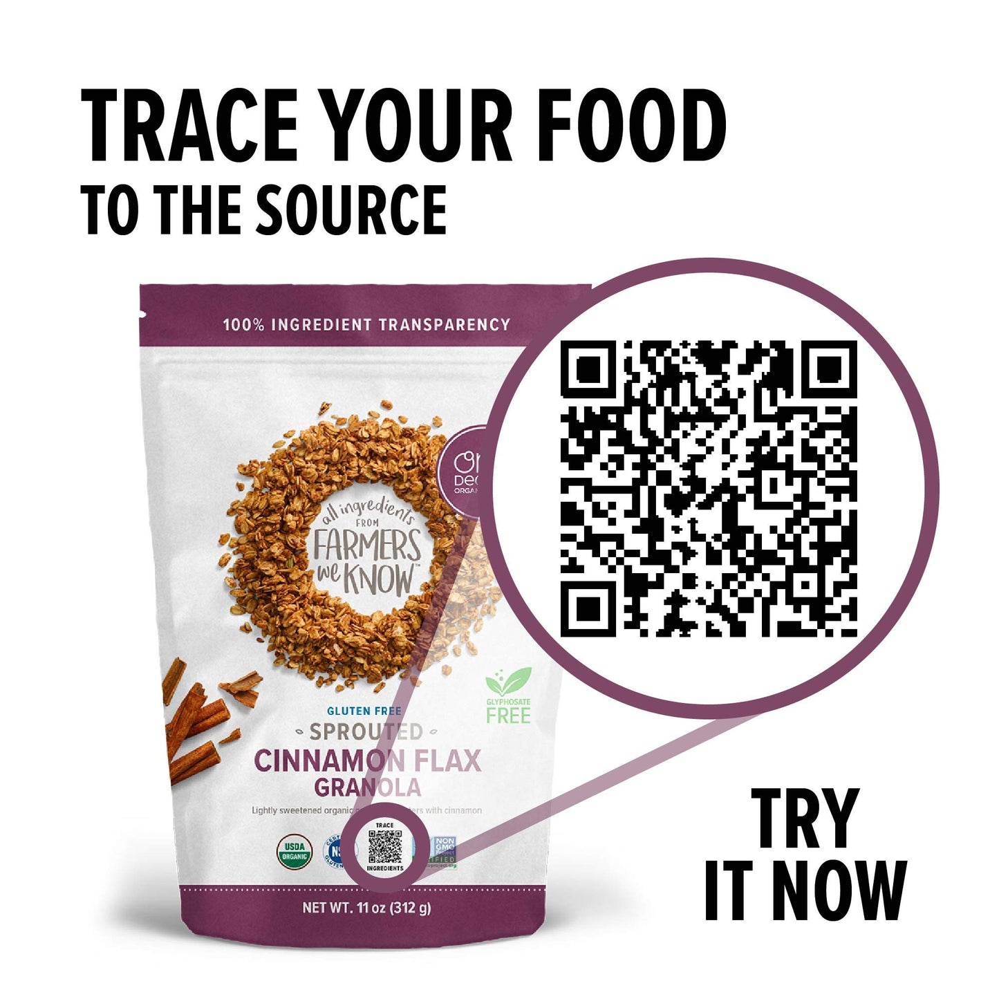 One Degree Organic Foods Gluten Free Granola Variety Pack - Cinnamon Flax, Vanilla Chia, Quinoa Cacao, And Honey Hemp - Usda Organic (4 Pack)