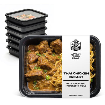 Grumpy Butcher Premium Prepared Meals: Thai Style Chicken Breast & Yakisoba Noodles, 10 pack (12 oz each, 7.5 lb total) - Artisa