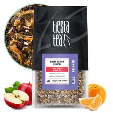 Tiesta Tea - Palm Beach Punch | Loose Leaf | Fruit Punch Herbal Tea | Caffeine-Free Tropical Blend With Apple And Orange | Brews Hot Or Iced | 16Oz Resealable Bulk Pouch | Up To 200 Cups
