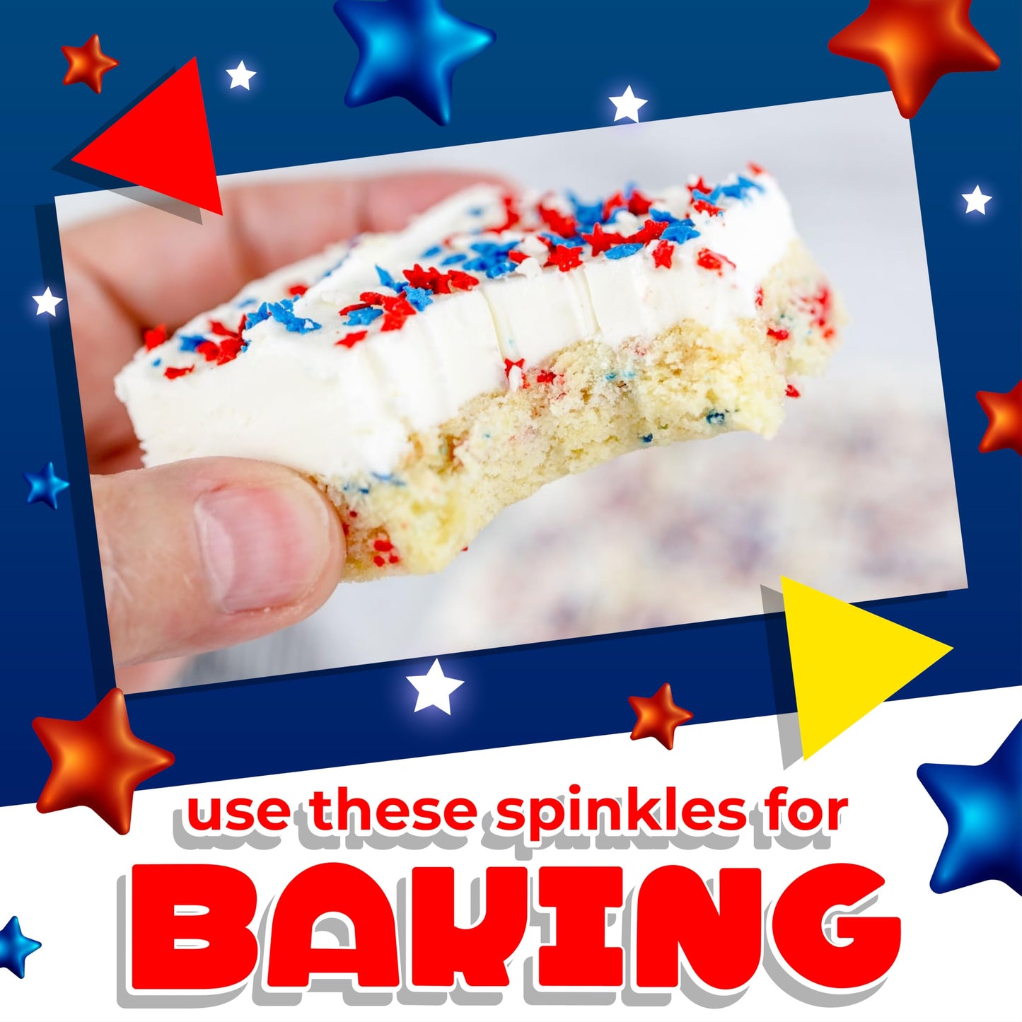 Red White and Blue Sprinkles | 1 Pound Bag | Patriotic Stars and Stripes Sprinkles for 4th of July Desserts, Cupcakes, Cookies,