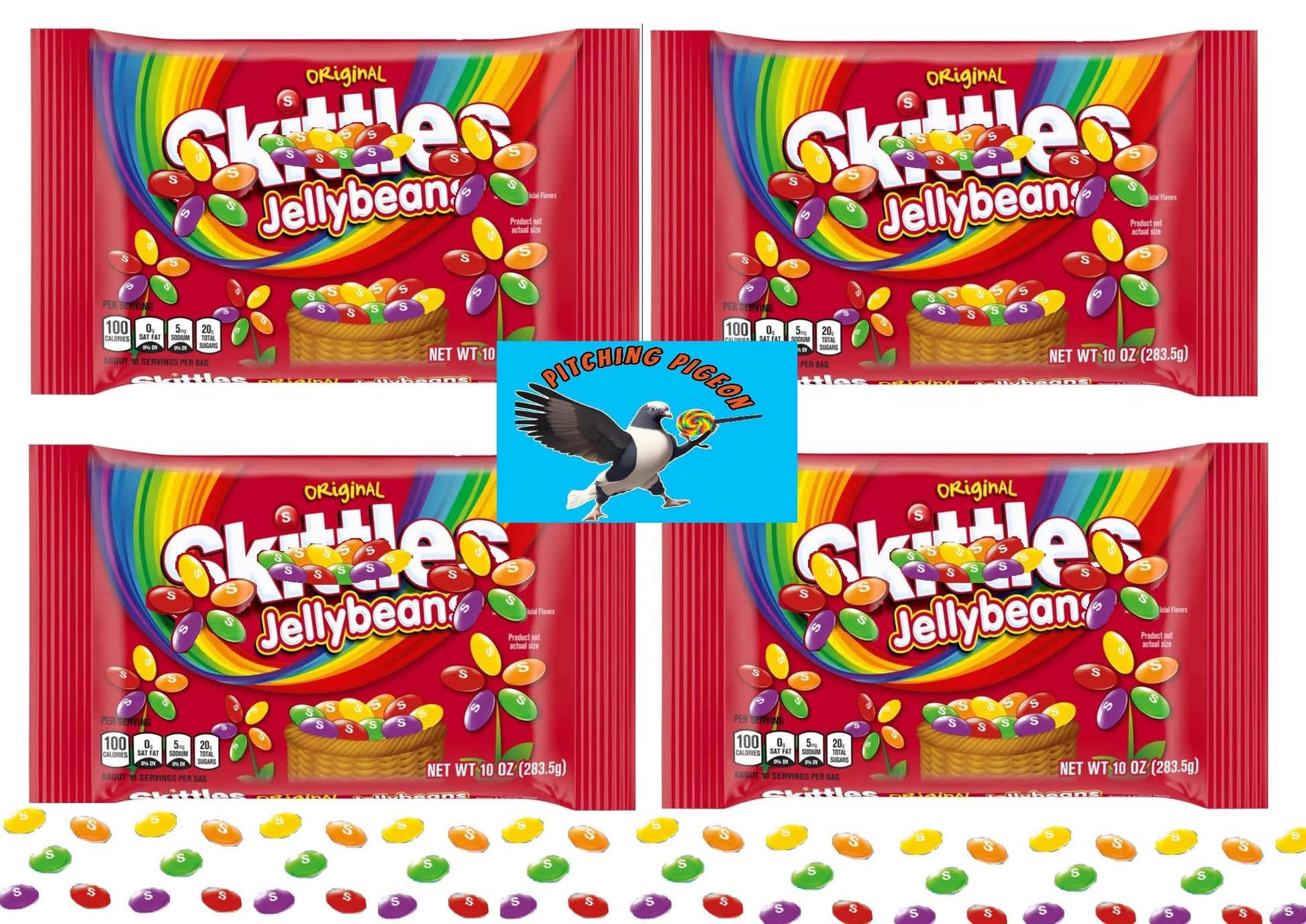 Skittlles Original Easter Jelly Beans Candy 40oz Easter Basket Candy Egg Hunt Stuffers - Includes PITCHING PIGEON Brand Magnet