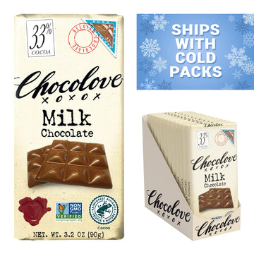 Chocolove Creamy Milk Chocolate Bars | 33% Cocoa | Crafted With Silky Belgian Chocolate | Non-Gmo, & Gluten-Free, 3.2 Oz Bar (12
