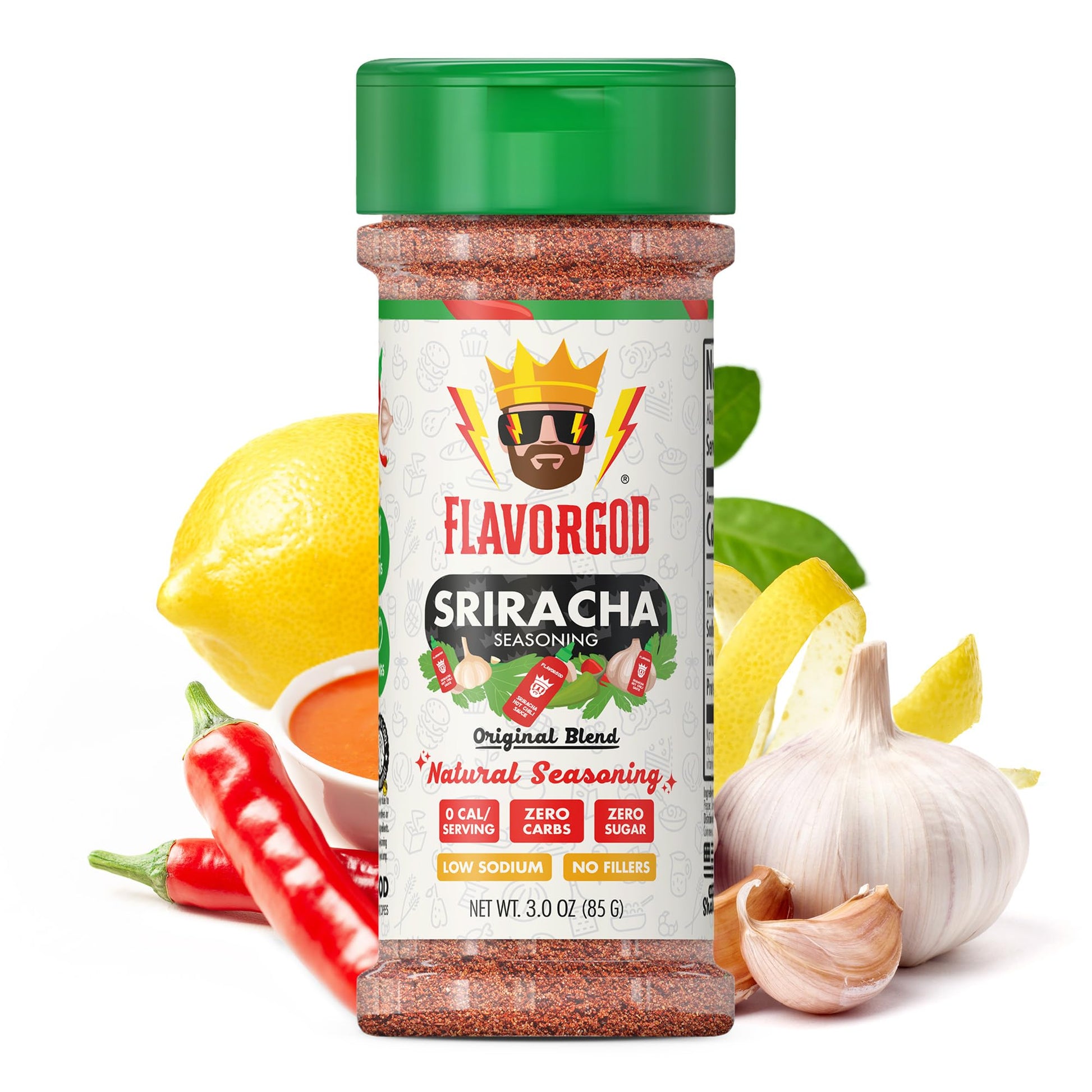 Flavor God Sriracha Seasoning - All Natural Spice Blend for Chicken, Hot Dogs, Popcorn - Pack of 1 - Kosher, Gluten-Free, Vegan-Friendly