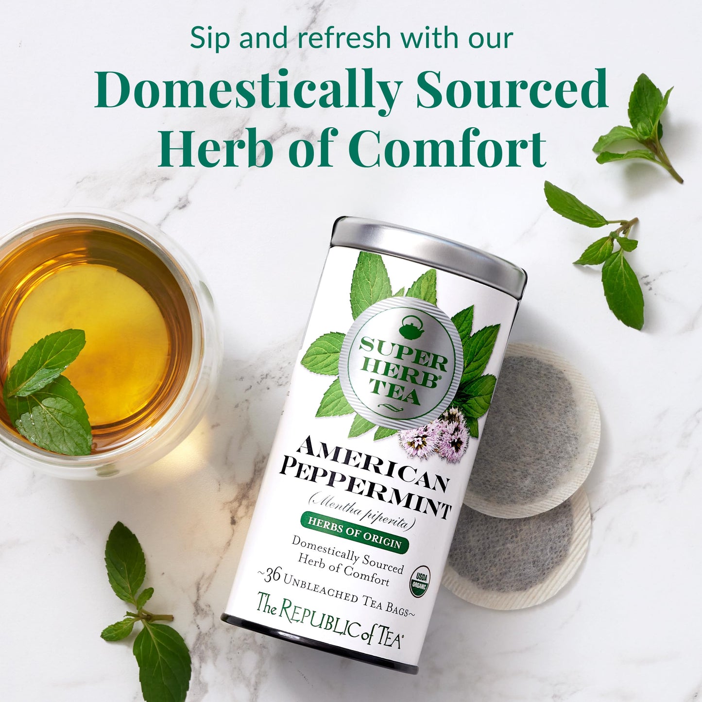 The Republic of Tea Organic Peppermint Herbal Tea - 36 Tea Bags, 1 Count