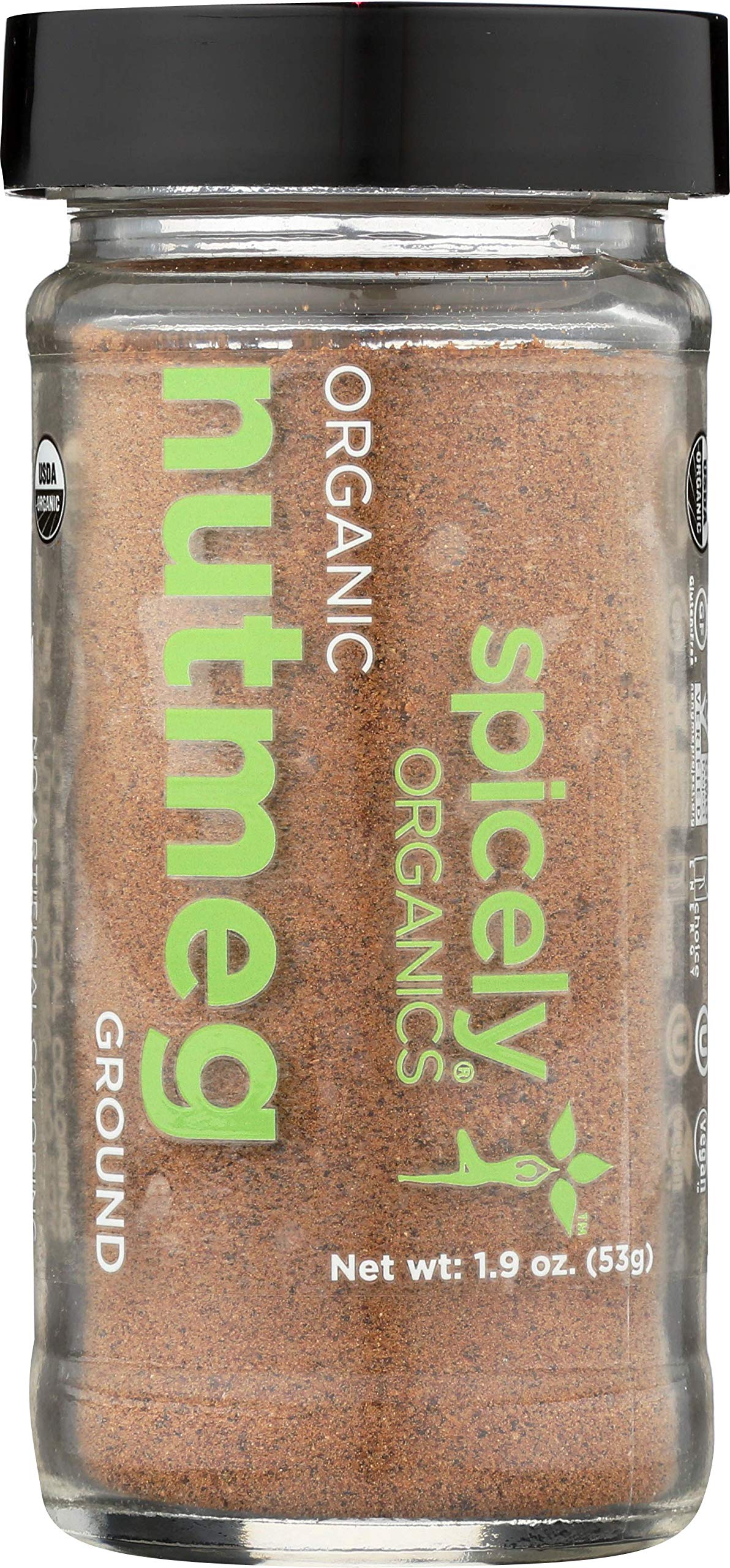 Spicely Organic Nutmeg Powder 1.90 Ounce Jar Certified Gluten Free