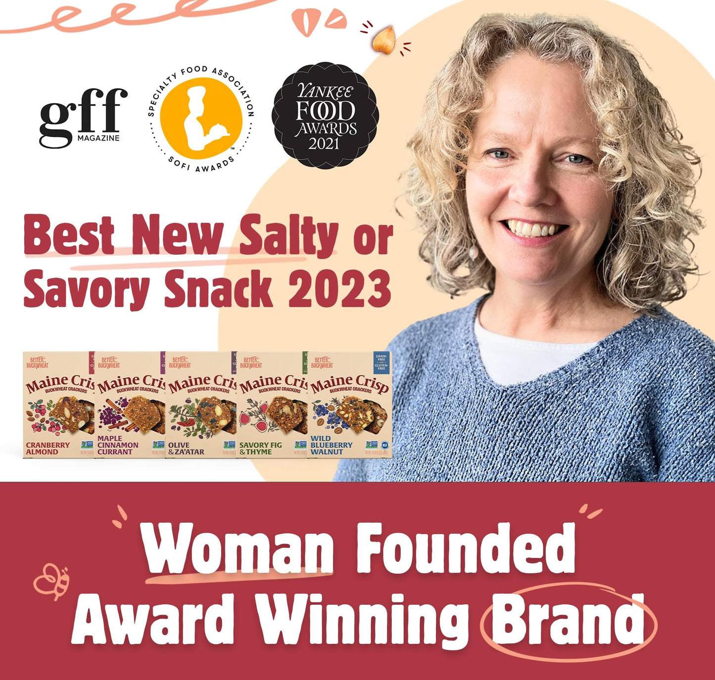 Maine Crisp Variety 5 Pack, Gluten Free Crackers - Snack Crackers, Grain Free, Non-Gmo - Cranberry Almond, Cinnamon Maple, Savor