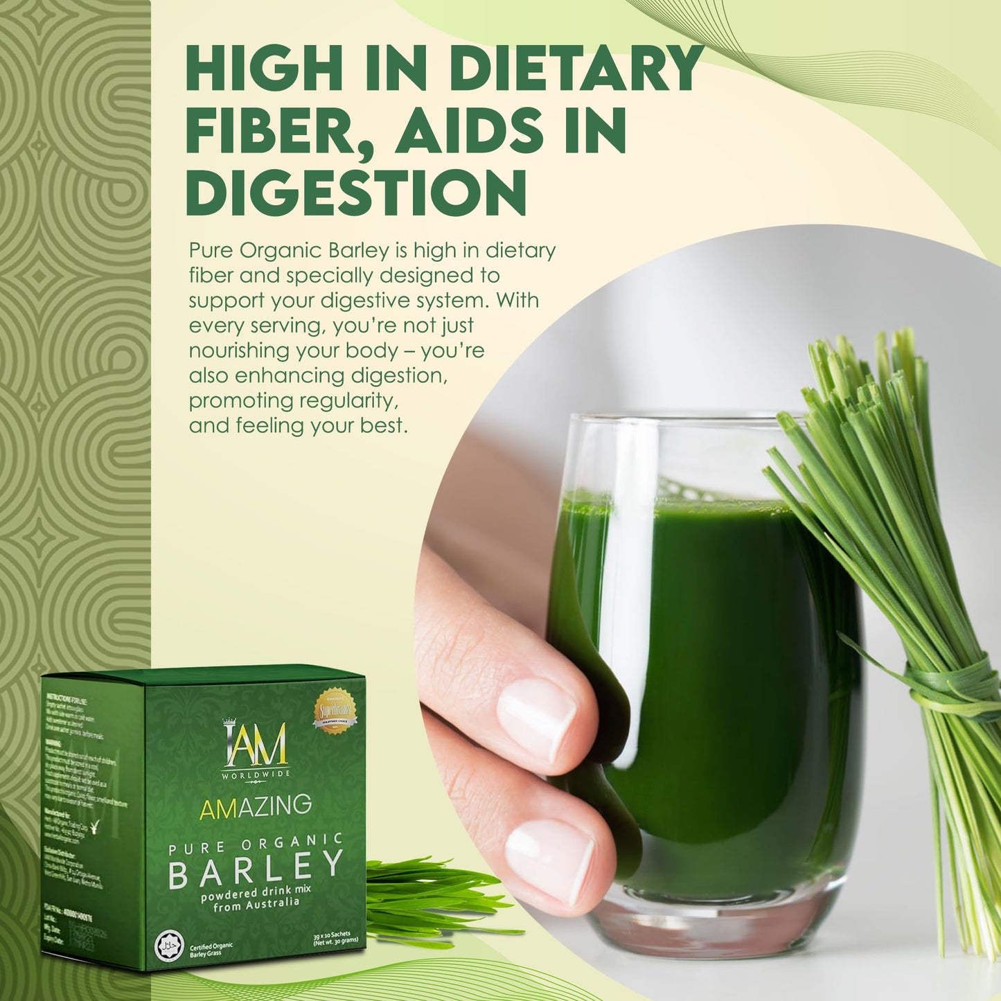 Iam Worldwide Amazing Pure Organic Barley Powdered Drink Mix - 2 Boxes