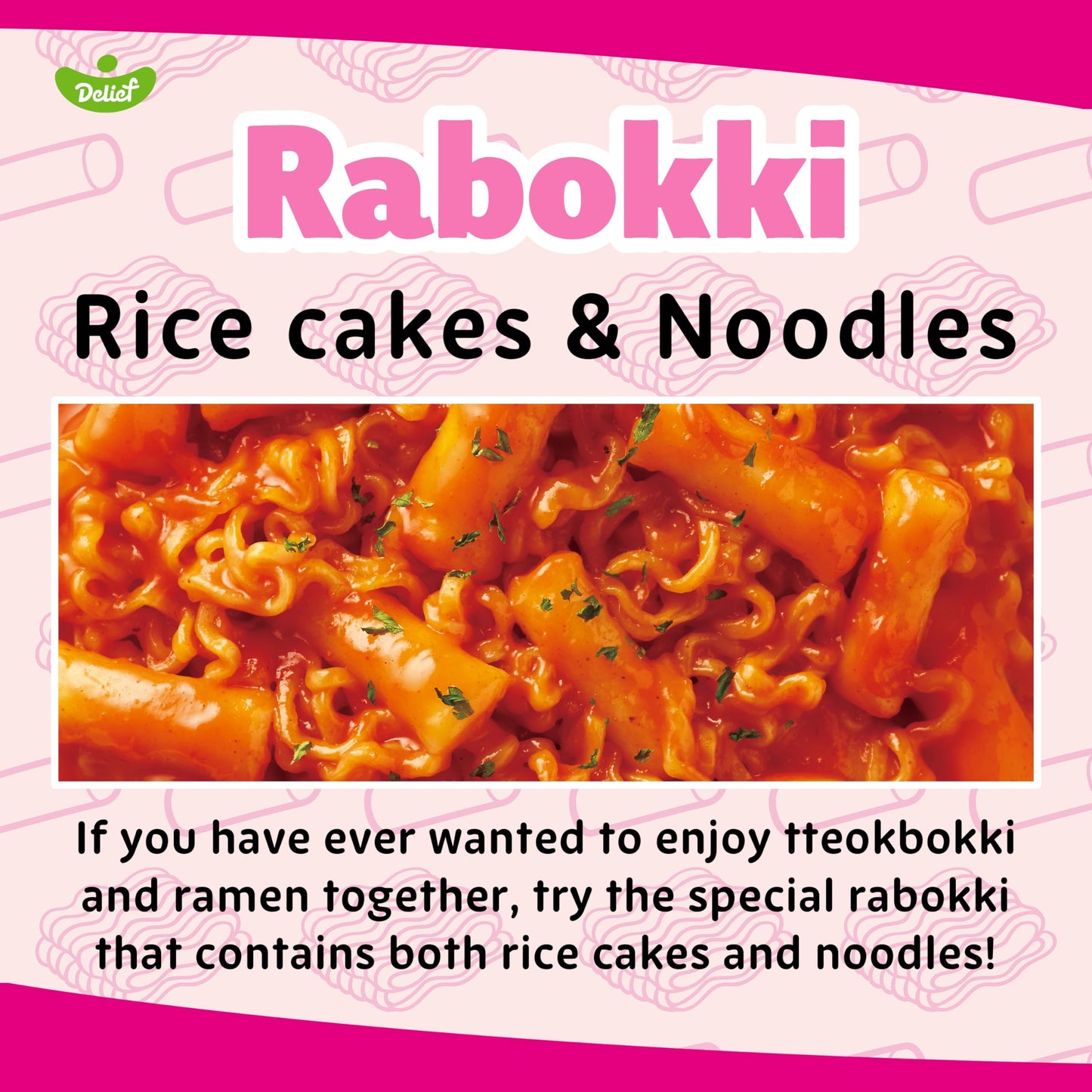 Delief Rabokki Hot Chicken Carbo Flavor 180G/6.34Oz - Pack Of 1, Korean Street Food, Ramen Noodle And Tteokbokki Rice Cake Combi