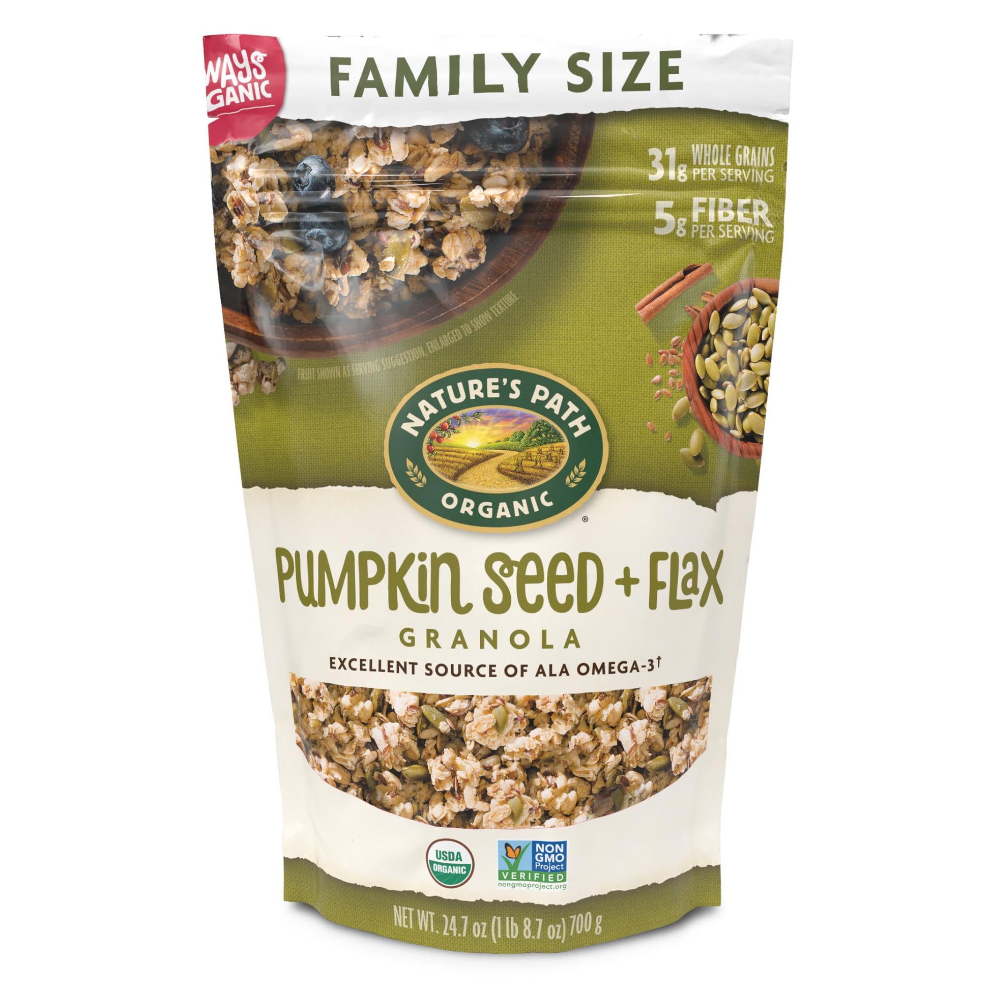Nature'S Path Organic Pumpkin Seed + Flax Granola, 24.7 Oz (Pack Of 1), Non-Gmo
