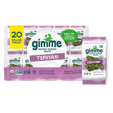 Gimme - Teriyaki - 20 Count(Pack Of 1) - Organic Roasted Seaweed Sheets - Keto, Vegan, Gluten Free - Great Source Of Iodine & Om