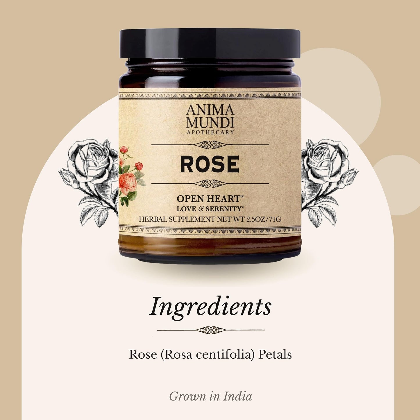 Anima Mundi Rose Petal Powder with Dried Rose Buds - Love + Serenity Rose Powder - for Heart Chakra - Fluffy, Aromatic Dried Ros
