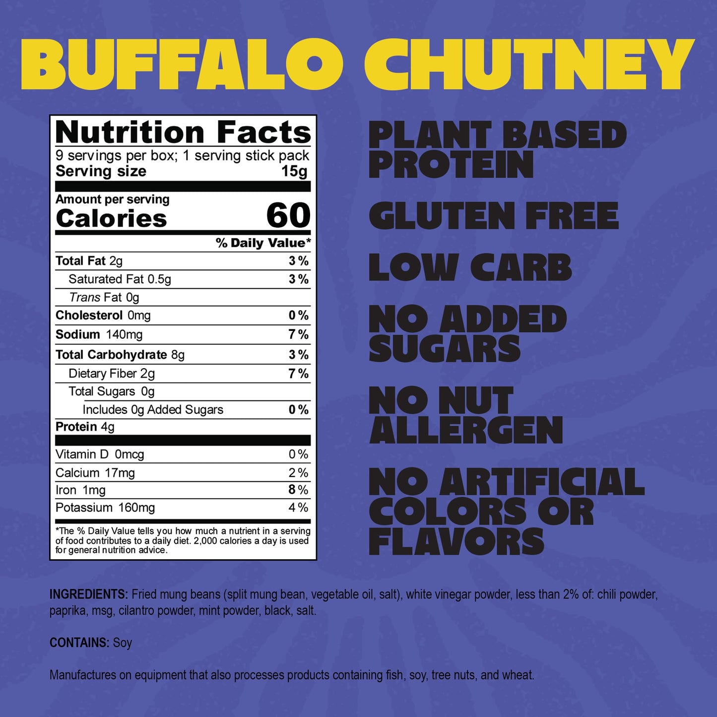 Daal By Keen Crunchy Mung Bean Snacks - Buffalo Chutney - Plant-Based Protein, High Fiber, Gluten-Free, Nut-Free - Mix into Sala