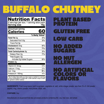 Daal By Keen Crunchy Mung Bean Snacks - Buffalo Chutney - Plant-Based Protein, High Fiber, Gluten-Free, Nut-Free - Mix into Sala