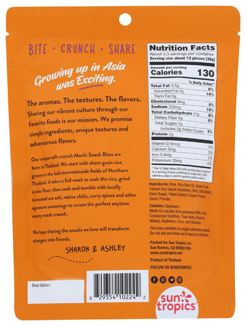 Sun Tropics Mochi Snack Bites, Tamari Teriyaki, 3.5 Oz (1 Pack), Gluten Free, No Msg Added, Dairy Free, Crunchy Snack