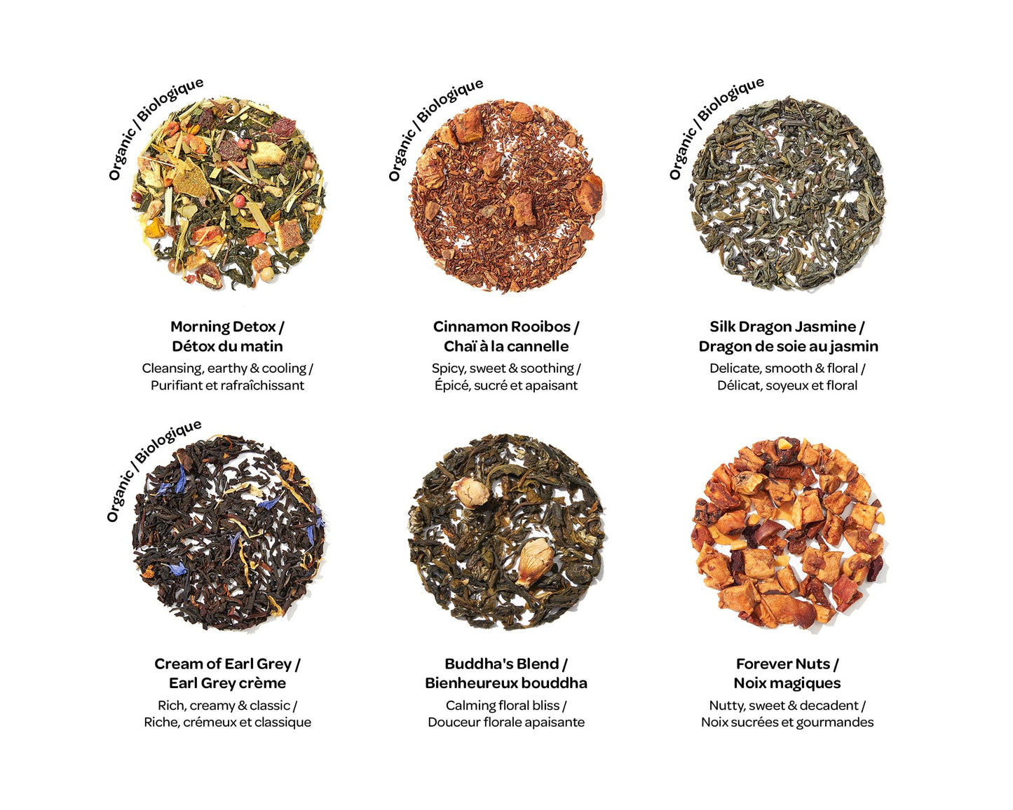 Davidstea 36-Sachet Top Teas Sachet Tea Wheel – Bestselling Tea Sampler Gift Set | 6 Loose-Leaf Flavours: Morning Detox, Cream Of Earl Grey, Cinnamon Rooibos, Buddha’S Blend, Silk Dragon Jasmine & Forever Nuts