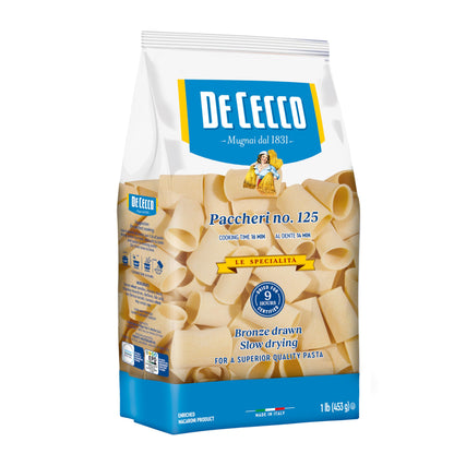 De Cecco Semolina Pasta, Paccheri No.125, 1 Pound (Pack of 12)