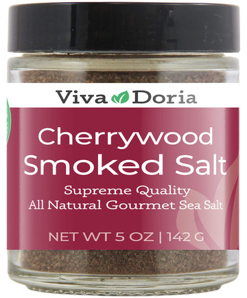 Viva Doria Cherrywood Smoked Sea Salt, Fine Grain, 5 Oz Glass Jar