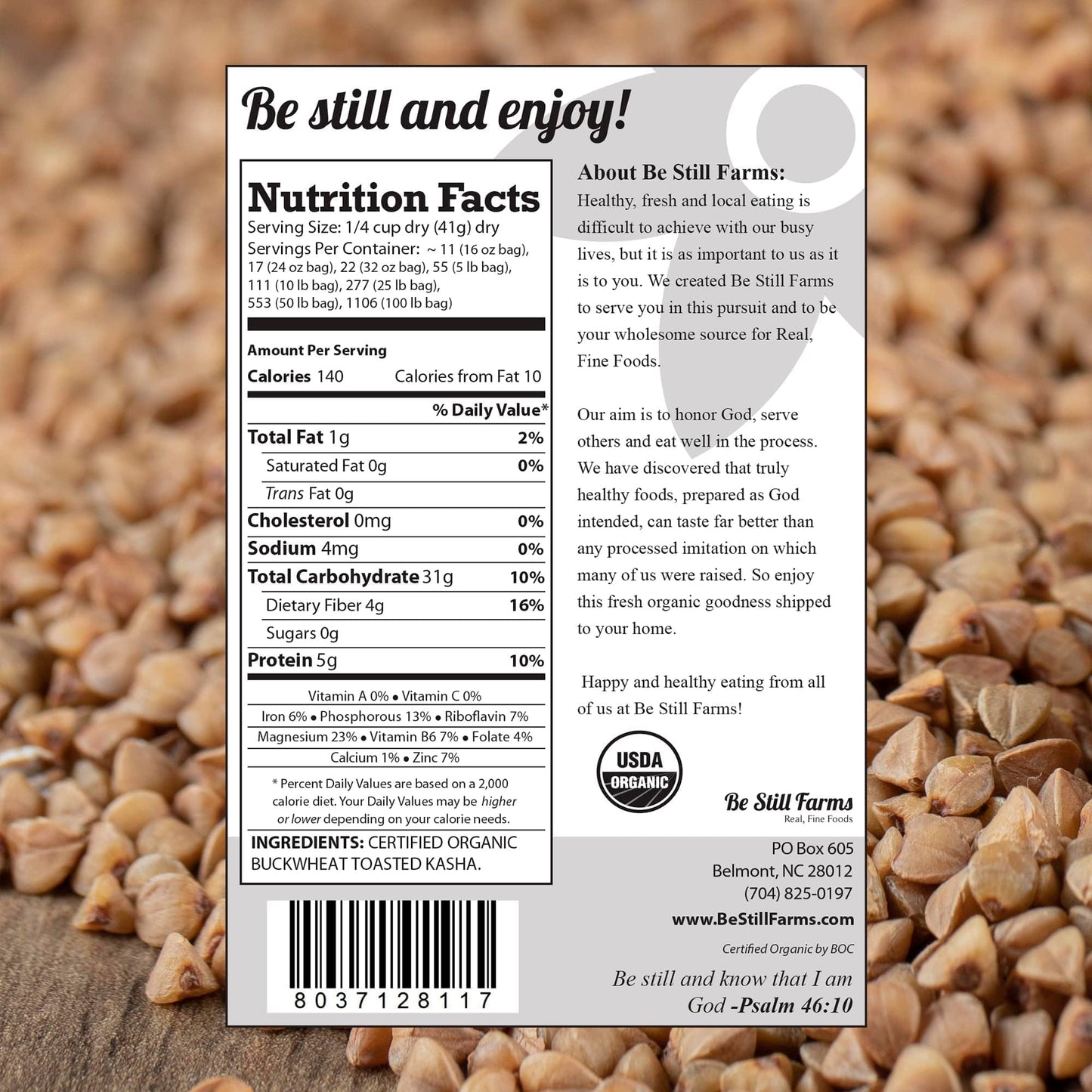 Organic Buckwheat Kasha Roasted (2.8 Lb) Be Still Farms - Grechka Buckwheat Cereal From Toasted Groats Bulk No Hulls - Easy To P