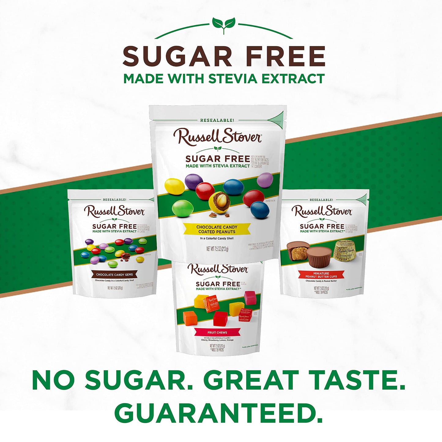 Russell Stover Sugar Free Chocolate Candy Coated Peanut Gems, 7.5 Ounce Bag