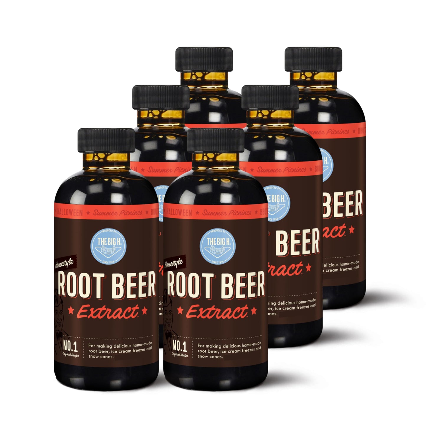 Hires Big H Root Beer Extract Soda Syrup, 4 Fl Oz (Pack of 6), Brown