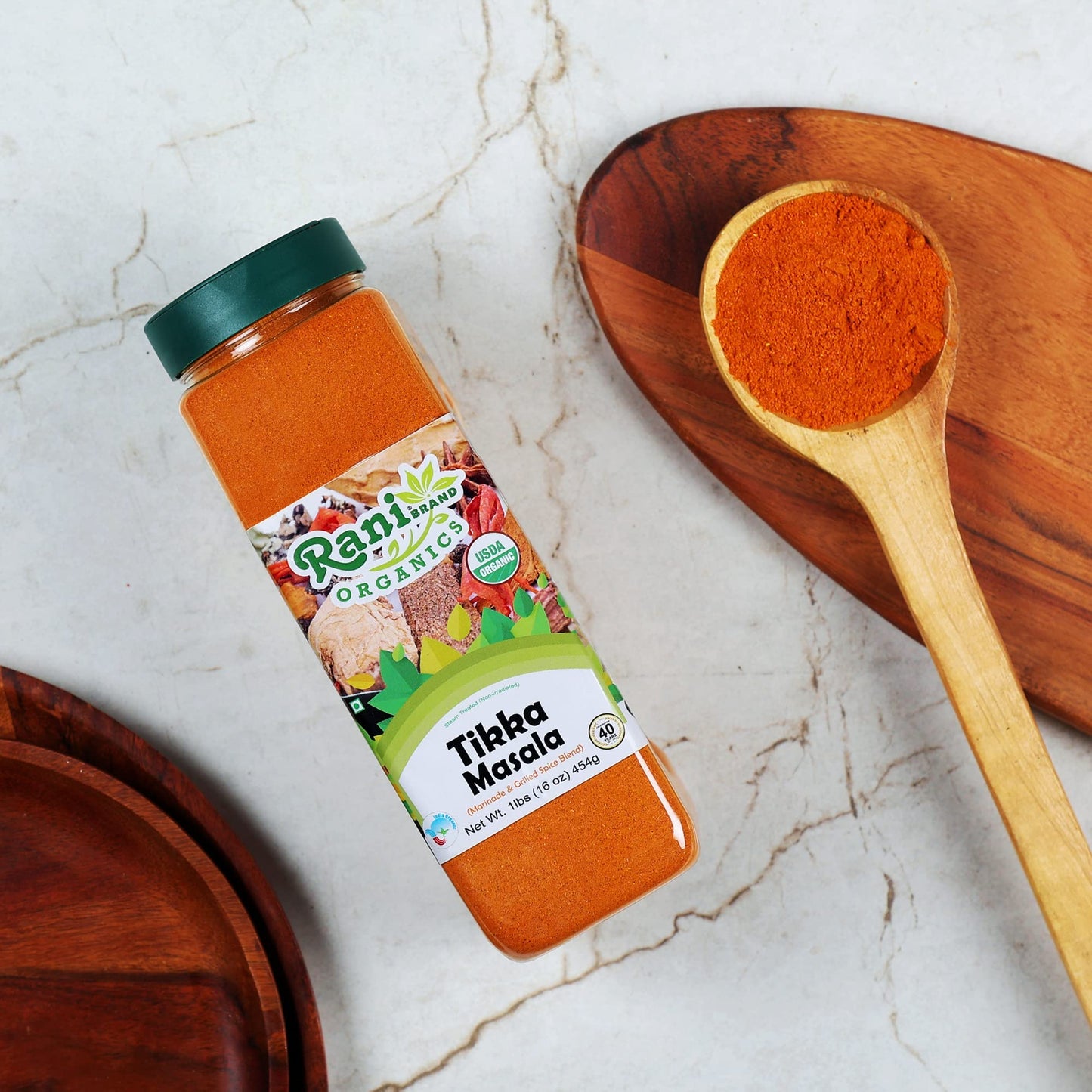 Rani Organic Tikka Masala (Marinade & Grilled Spice Blend) 6-Spice Indian Blend 16Oz (1Lb) 454G Pet Jar ~ All Natural | Vegan |