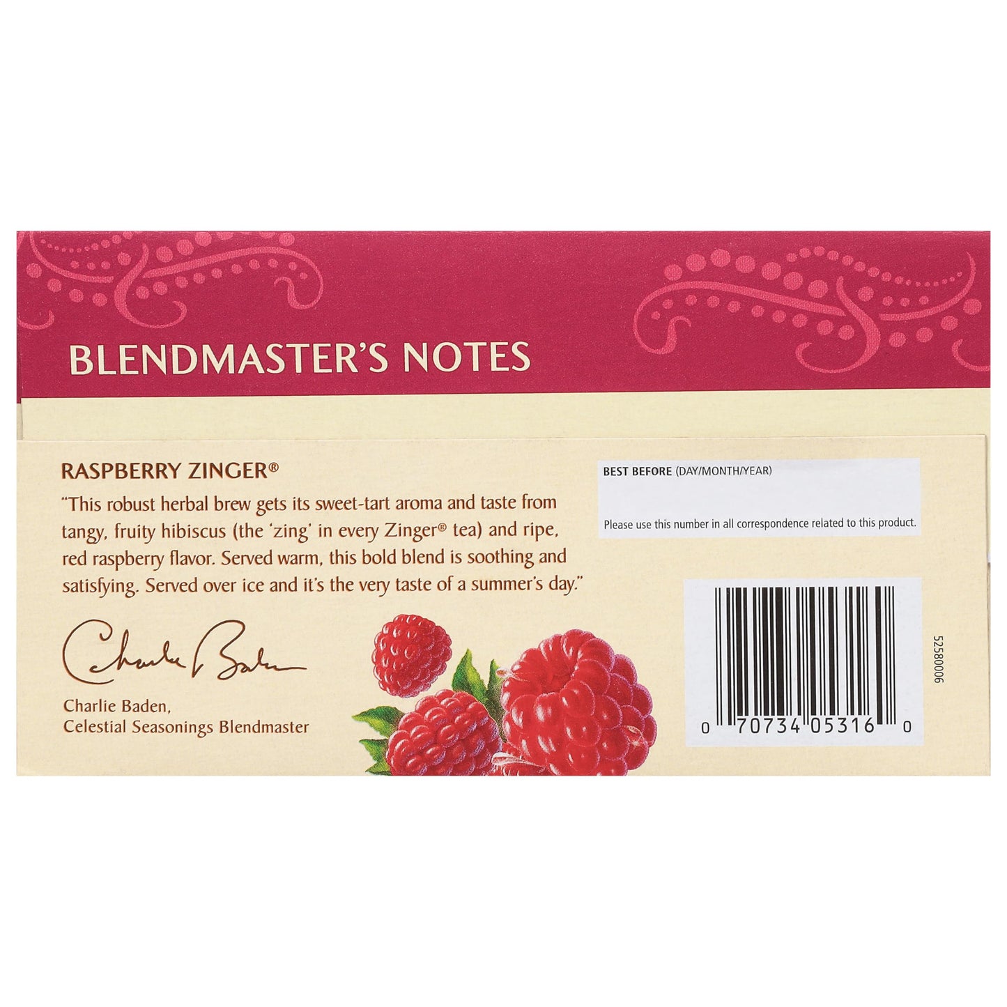 Celestial Seasonings Herbal Tea Raspberry Zinger, Caffeine Free, 20 Count, Multi Color, Model hwziv6-2392