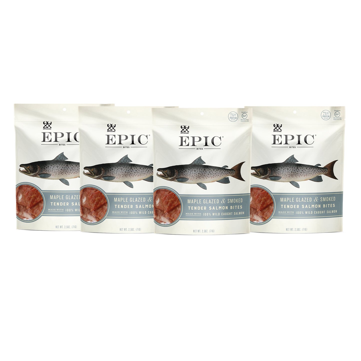 Epic Provisions Jerky Bites, 100% Wild Caught Alaskan Salmon, Maple Glazed & Smoked, 2.5 oz (4 Count)