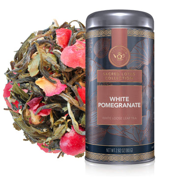 Teabloom White Pomegranate Loose Leaf Tea, Distinctive And Delicate White Tea, Certified Kosher, Fresh Whole Leaf Tea In Reusabl