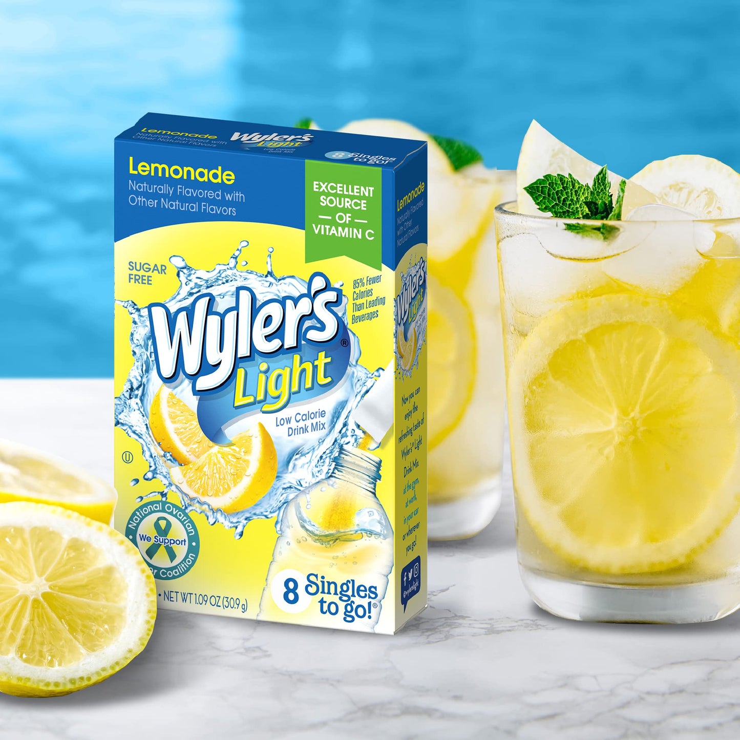 Wyler s Light Singles Water Drink Mix To Go Powder Packets, Lemonade, 8 Count (Pack of 4)