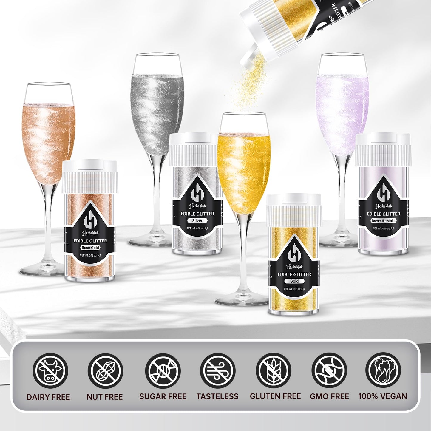 Edible Glitter For Cocktails - 4 Colors Gold Luster Dust Edible Drink Glitter Food Grade Metallic Shimmer Powder Cake Sprinkles