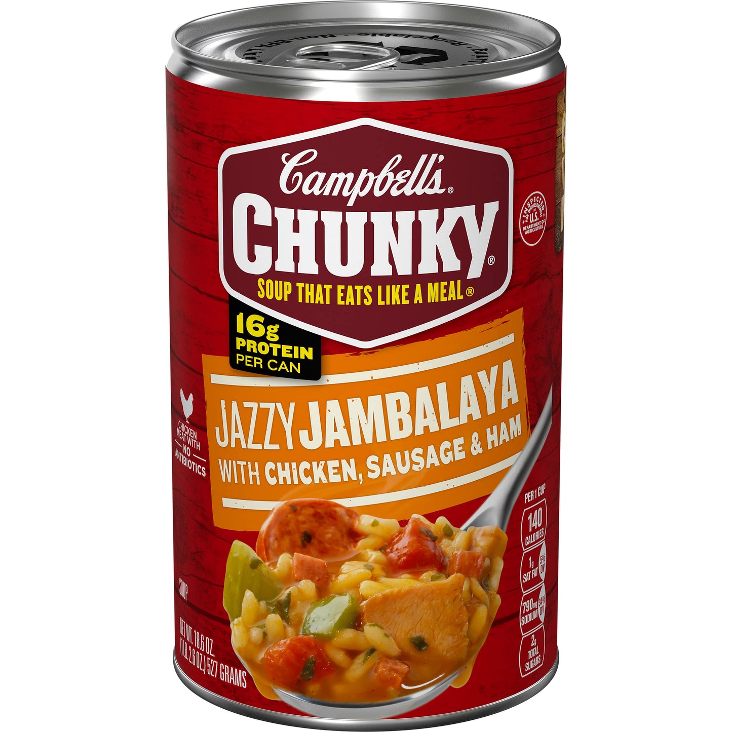 Campbells Chunky Soup, Jazzy Jambalaya with Chicken, Sausage and Ham Soup, 18.6 oz Can (Pack of 12)