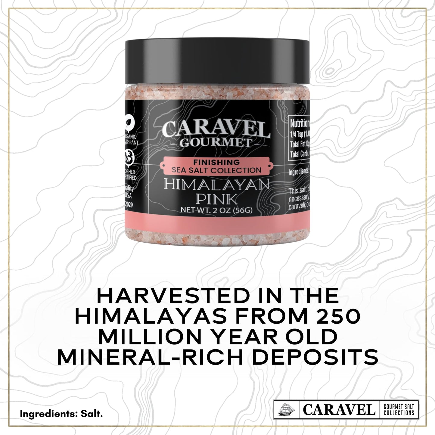 Natural Sea Salt Mega Sampler: Fine Grain, Fleur de Sel, French Grey, Pink Himalayan Sea Salts, 4 oz Jar 4-Pack, Caravel Gourmet