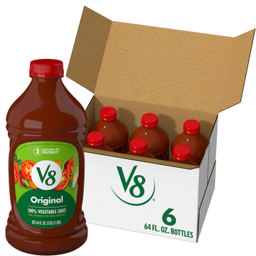 V8 Original 100% Vegetable Juice, 64 Fl Oz Bottle (6 Pack)