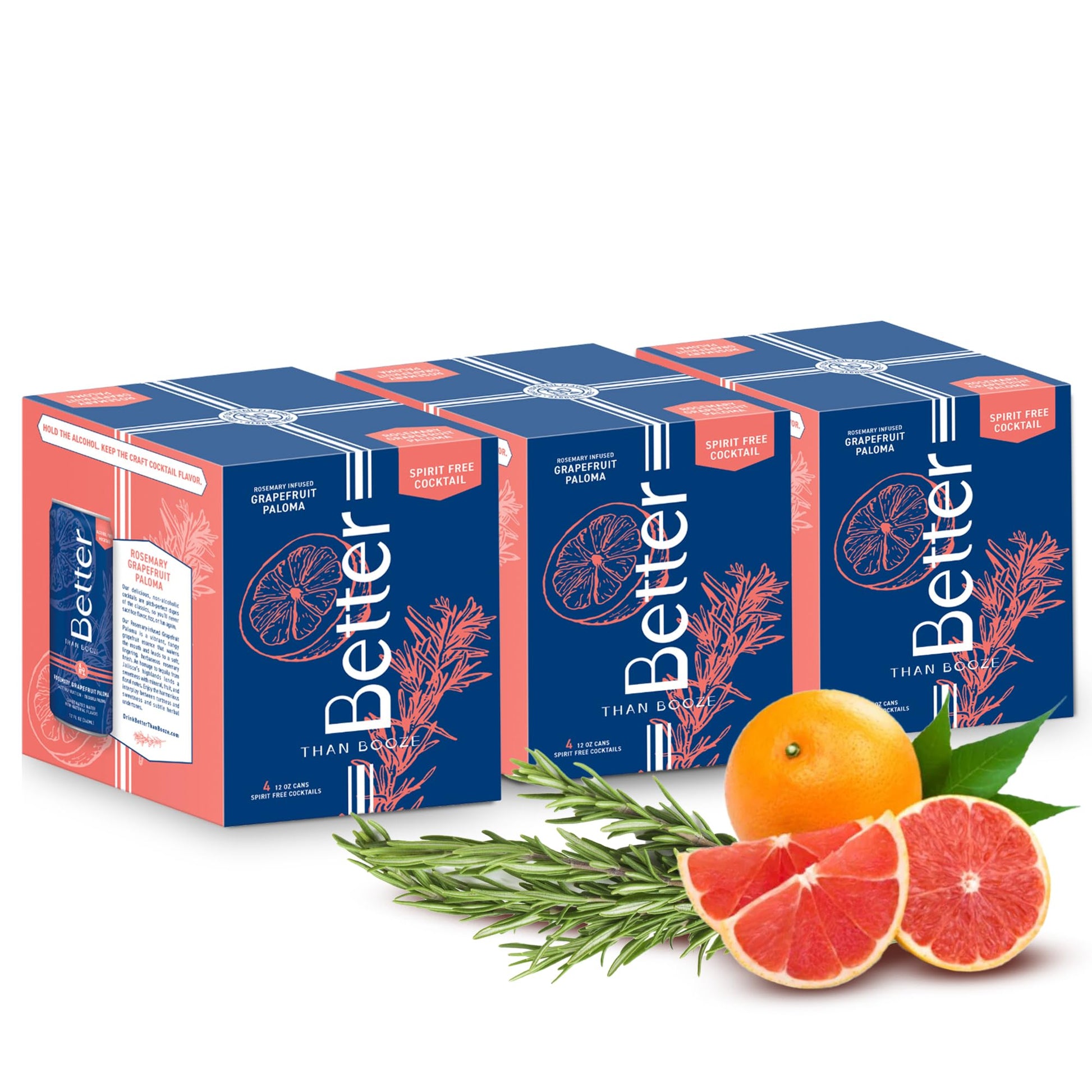 Better Than Booze Non-Alcoholic Mocktail Drinks | Rosemary Grapefruit Flavor | 12 Pack Case