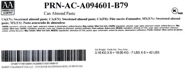 American Almond Almond Paste - Case Of Six 7 Lb Cans