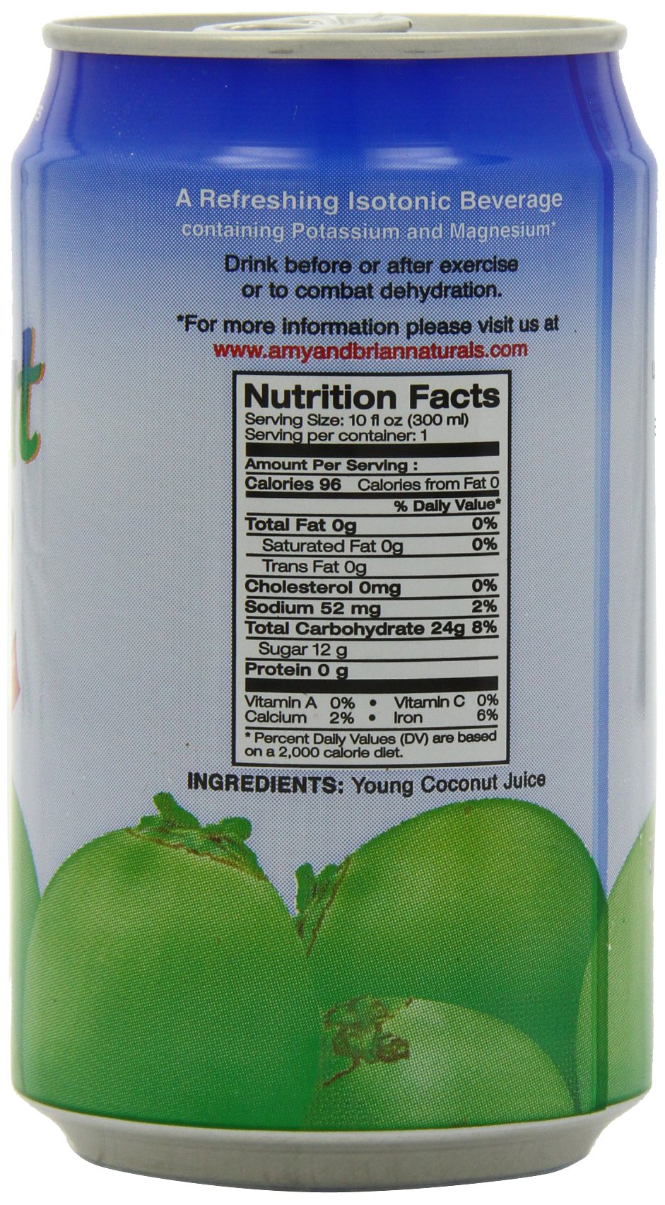 Amy & Brian Coconut Water Original, 10 Fl Oz (Pack Of 24)