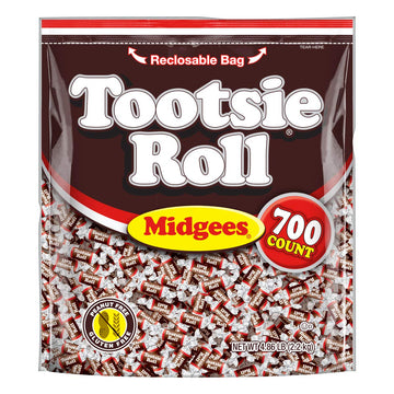 Tootsie Roll Midgees - Chewy Chocolate Gluten-Free Candy - Resealable Bag Of Individually Wrapped Candies For Kids, Parties, Classroom - 700 Count (Pack Of 1) (Packaging May Vary)