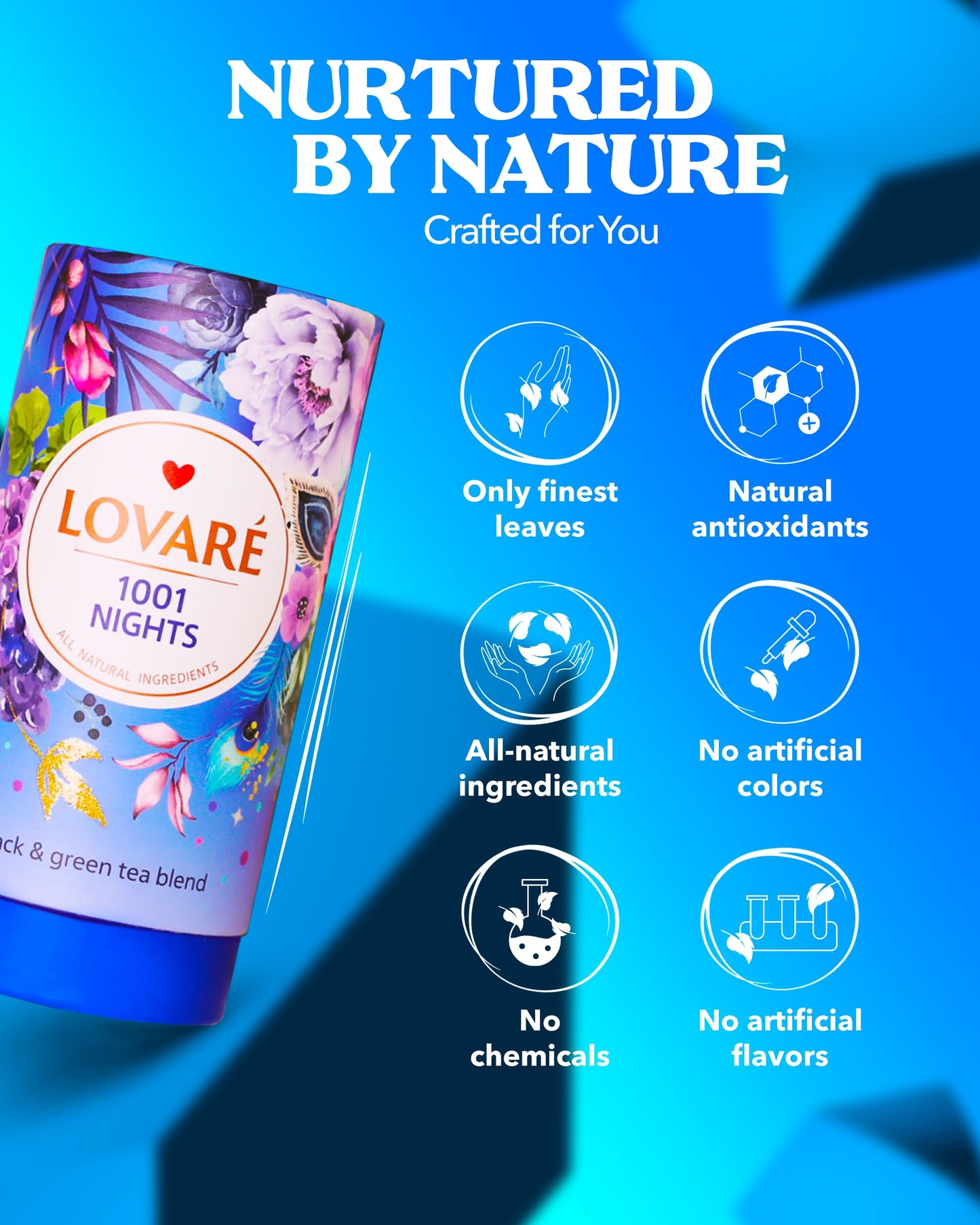 Lovare 1001 Nights Loose Leaf Tea 80 G - Made In Ukraine - Black And Green Tea, Apple, Cornflower, Calendula, Rose, Safflower Pe