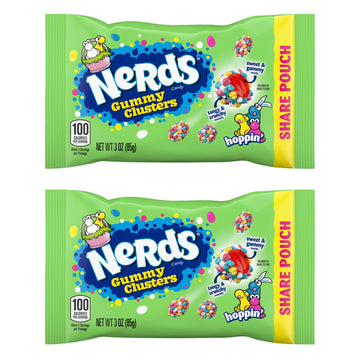 2025 Easter Nerd Gummy Clusters, Assorted Fruit Flavored Crunchy Chewy Candies, Basket Stuffer Treats, 3 Ounces (Pack of 2)