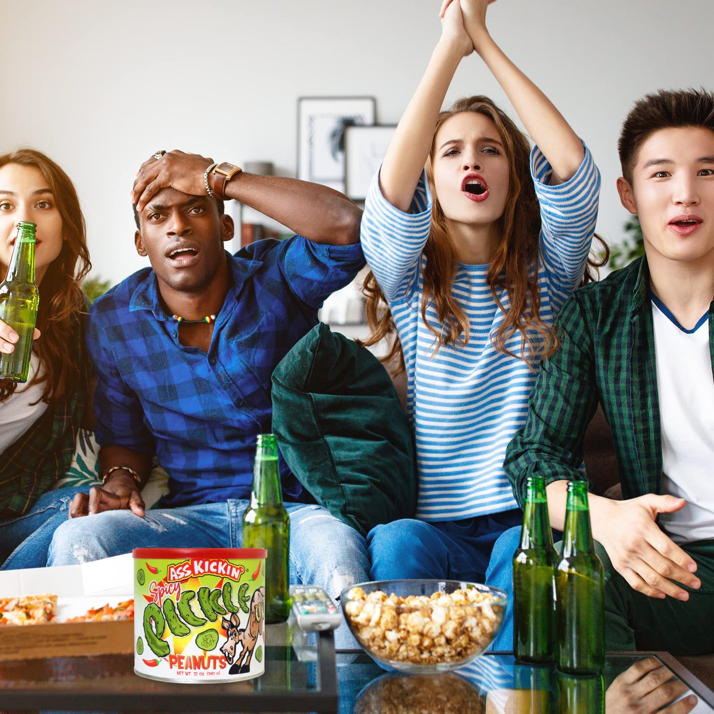 KICKIN Spicy Peanuts - Hot Peanuts Spicy - Hot Peanuts Challenge - 12oz - Spicy Nuts Flavoured with Pickle Peanuts - Ultimate Sp