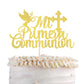 YCTHUNFISH Cake Topper Glitter First Holy Communion Decorations, Gold, Bamboo, 1 Pack